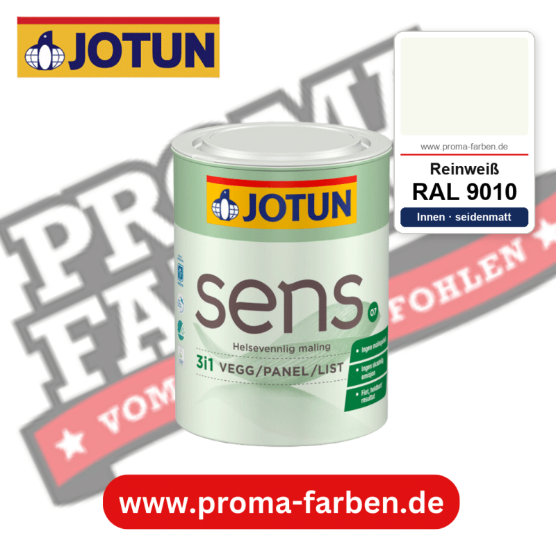 Jotun Sens Vegg/Panel/List 07 RAL 9010 Reinweiß – emissionsarme Innenwandfarbe für Allergiker, online kaufen bei Proma Farben