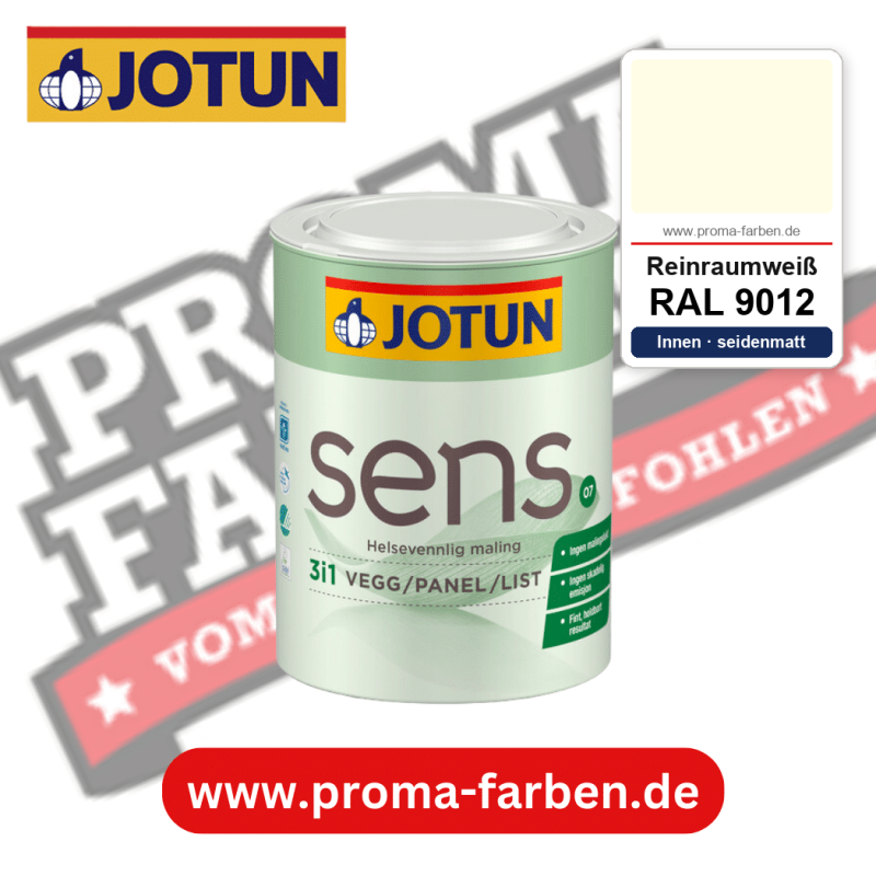 Jotun Sens Vegg/Panel/List 07 RAL 9012 Reinraumweiß – emissionsarme Innenwandfarbe für Allergiker, online kaufen bei Proma Farben