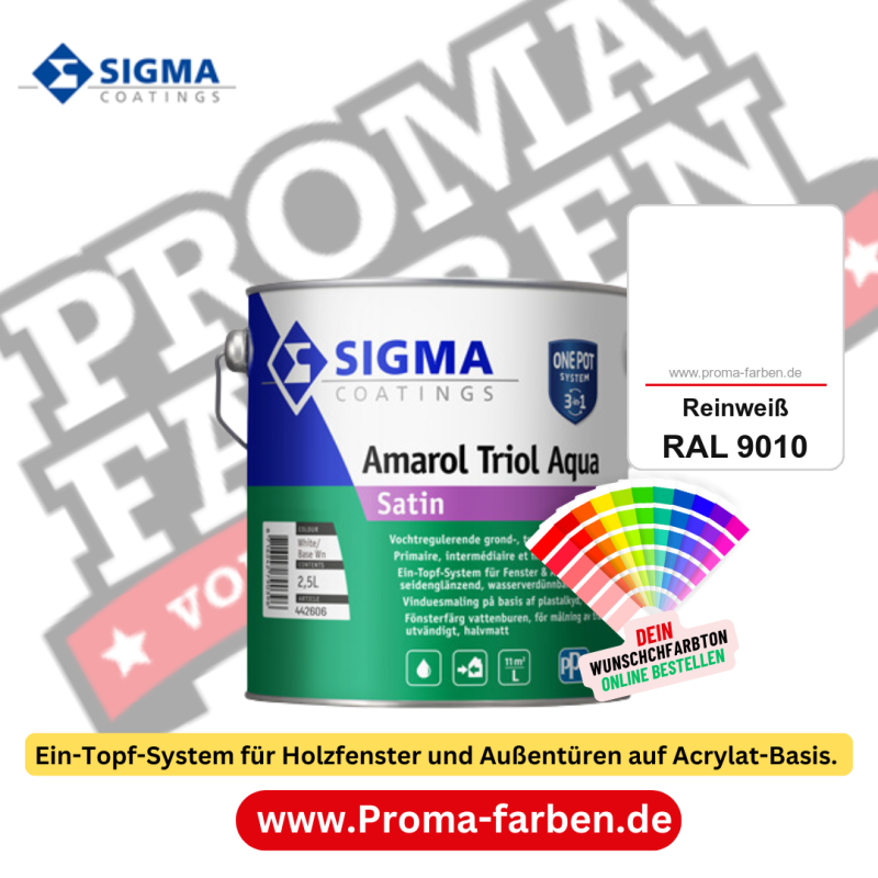 SIGMA Amarol Triol Aqua Satin kaufen bei Proma Farben RAL 9010 Reinweiß
