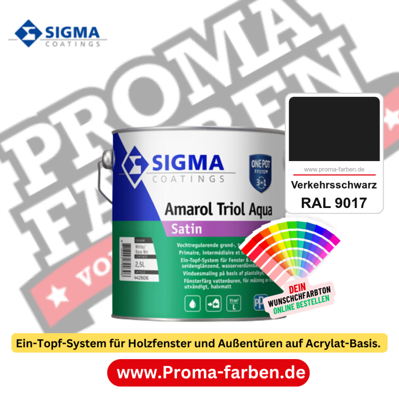 SIGMA Amarol Triol Aqua Satin kaufen bei Proma Farben RAL 9017 Verkehrsschwarz