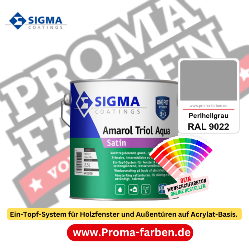 SIGMA Amarol Triol Aqua Satin kaufen bei Proma Farben RAL 9022 Perlhellgrau