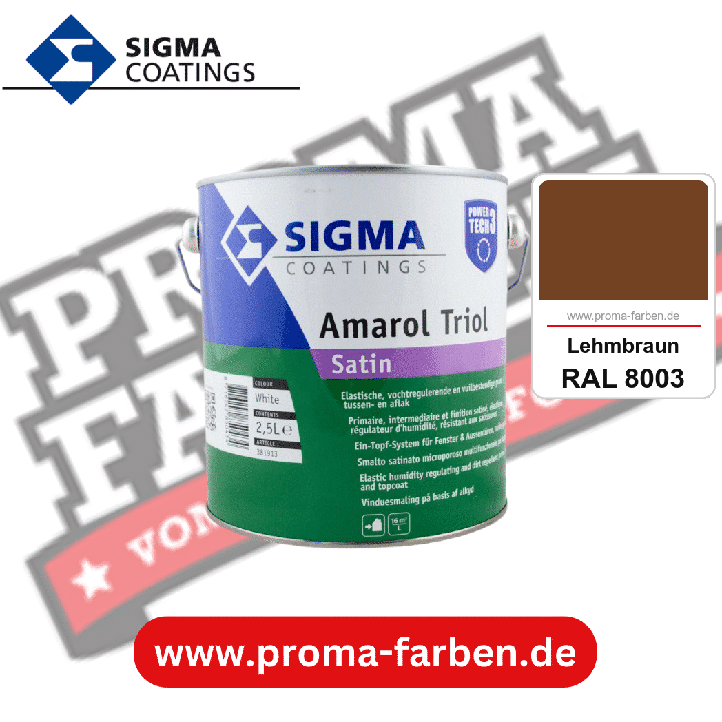 SIGMA Amarol Triol Satin Power Tech 3 kaufen bei Proma Farben RAL 8003 Lehmbraun
