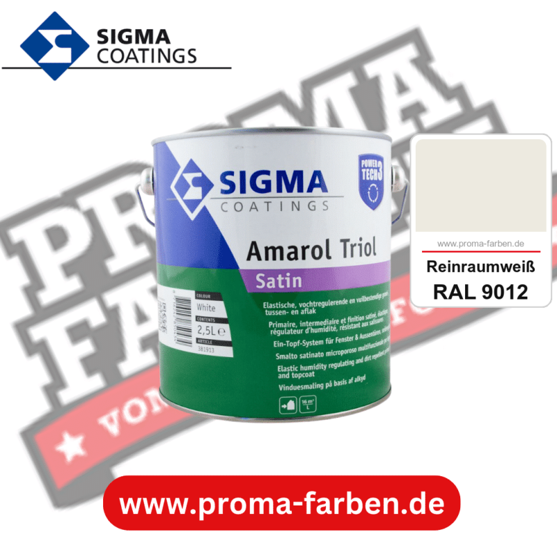 SIGMA Amarol Triol Satin Power Tech 3 kaufen bei Proma Farben RAL 9012 Reinraumweiß