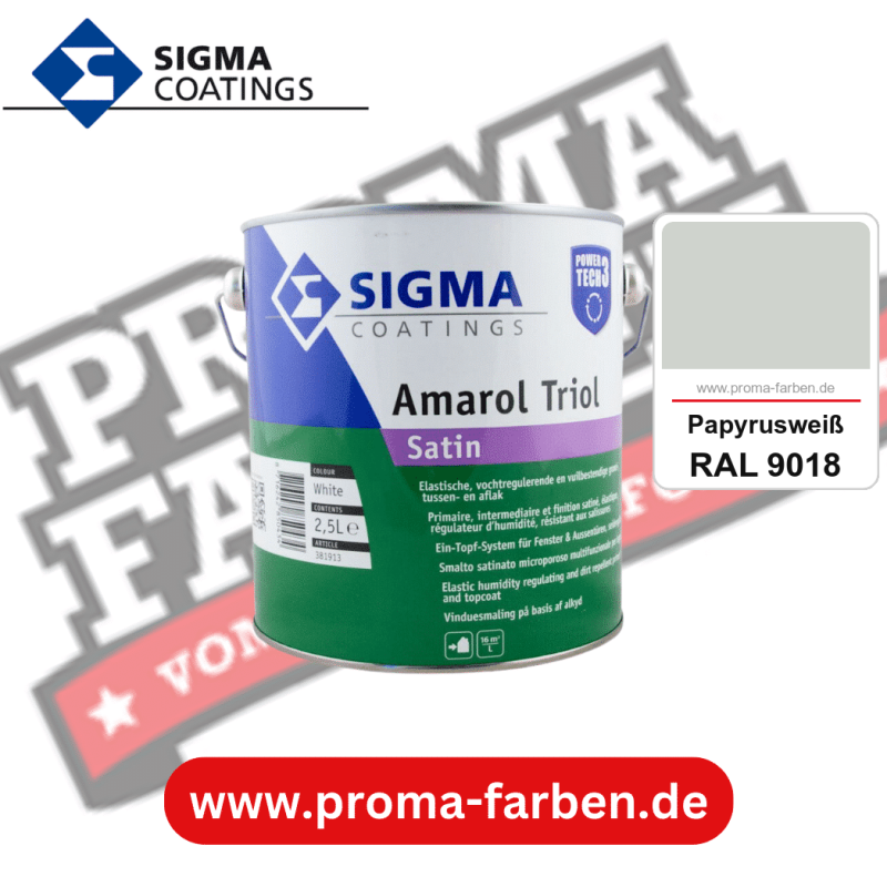 SIGMA Amarol Triol Satin Power Tech 3 kaufen bei Proma Farben RAL 9018 Papyrusweiß