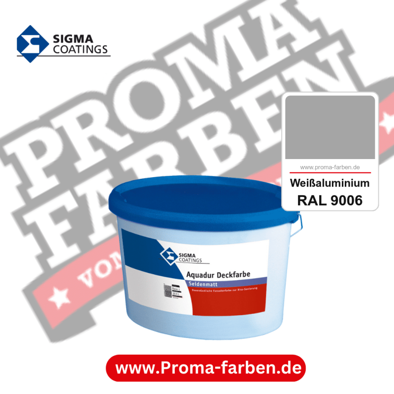 SIGMA Aquadur Deckfarbe kaufen bei Proma Farben RAL 9006 Weißaluminium