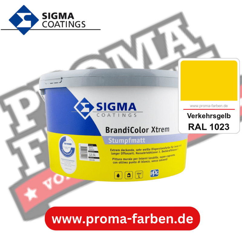 SIGMA Brandicolor Xtrem kaufen bei Proma Farben RAL 1023 Verkehrsgelb