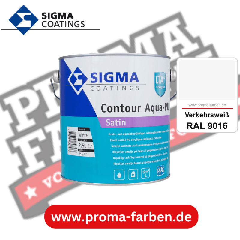SIGMA Contour Aqua-PU Satin kaufen bei Proma Farben RAL 9016 Verkehrsweiß
