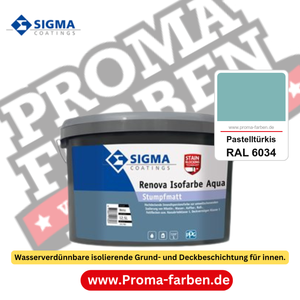 SIGMA Renova Isofarbe Aqua kaufen bei Proma Farben RAL 6034 Pastelltürkis