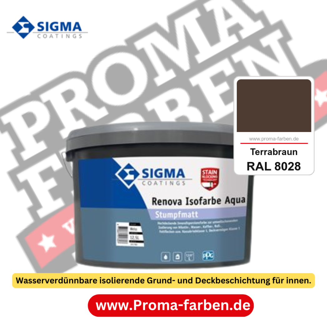SIGMA Renova Isofarbe Aqua kaufen bei Proma Farben RAL 8028 Terrabraun