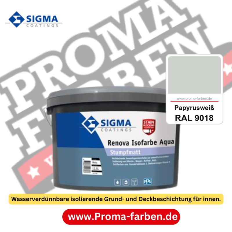 SIGMA Renova Isofarbe Aqua kaufen bei Proma Farben RAL 9018 Papyrusweiß